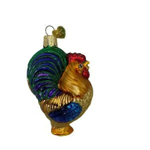 Rooster Glass Blown Hanging Ornament Old World Christmas Farm Animal